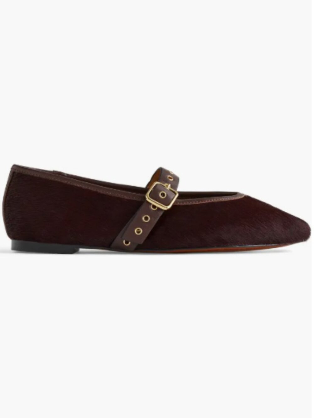 Madewell The Remy Calf Hair Mary Jane Flats Chocolate Raisin 9.5 Sold Out - Picture 3 of 10